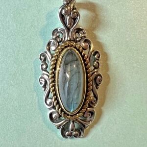 Carolyn Pollack Blue Labradorite Brass Sterling Silver Pendant Enhancer BRANDNEW